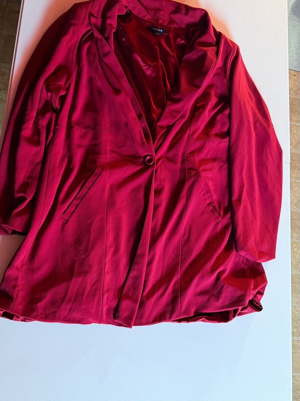 Torrid Size 2X Magenta Fuchsia Satin One Button Blazer